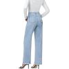 image:imageFoucome Womens Jeans High Waisted Straight Leg Jeans for Women Stretchy Frayed Raw Hem Baggy Denim PantsLight Blue