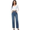 image:imageFoucome Womens Jeans High Waisted Straight Leg Jeans for Women Stretchy Frayed Raw Hem Baggy Denim PantsVintage Blue