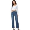 image:imageFoucome Womens Jeans High Waisted Straight Leg Jeans for Women Stretchy Frayed Raw Hem Baggy Denim PantsVintage Blue