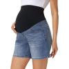 image:imageFoucome Womens Maternity Jean Shorts Over Belly Trendy Stretchy Denim Shorts Summer Pregnancy ShortsBlue