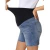image:imageFoucome Womens Maternity Jean Shorts Over Belly Trendy Stretchy Denim Shorts Summer Pregnancy ShortsBlue