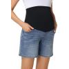 image:imageFoucome Womens Maternity Jean Shorts Over Belly Trendy Stretchy Denim Shorts Summer Pregnancy ShortsBlue
