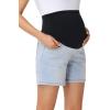 image:imageFoucome Womens Maternity Jean Shorts Over Belly Trendy Stretchy Denim Shorts Summer Pregnancy ShortsLight Blue