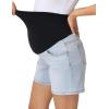 image:imageFoucome Womens Maternity Jean Shorts Over Belly Trendy Stretchy Denim Shorts Summer Pregnancy ShortsLight Blue
