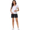 image:imageFoucome Womens Maternity Jean Shorts Over Belly Trendy Stretchy Denim Shorts Summer Pregnancy ShortsWash Black