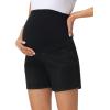 image:imageFoucome Womens Maternity Jean Shorts Over Belly Trendy Stretchy Denim Shorts Summer Pregnancy ShortsWash Black