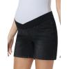 image:imageFoucome Womens Maternity Jean Shorts Under Belly Trendy Stretchy Denim Shorts Summer Pregnancy ShortsWash Black