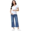 image:imageFoucome Womens Maternity Jeans Wide Leg Trendy Cropped Denim Pants Stretchy Baggy Pregnancy Capris JeansDark Blue