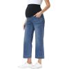 image:imageFoucome Womens Maternity Jeans Wide Leg Trendy Cropped Denim Pants Stretchy Baggy Pregnancy Capris JeansDark Blue