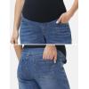 image:imageFoucome Womens Maternity Jeans Wide Leg Trendy Cropped Denim Pants Stretchy Baggy Pregnancy Capris JeansDark Blue