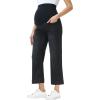 image:imageFoucome Womens Maternity Jeans Wide Leg Trendy Cropped Denim Pants Stretchy Baggy Pregnancy Capris JeansWash Black