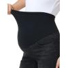 image:imageFoucome Womens Maternity Jeans Wide Leg Trendy Cropped Denim Pants Stretchy Baggy Pregnancy Capris JeansWash Black