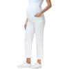 image:imageFoucome Womens Maternity Jeans Wide Leg Trendy Cropped Denim Pants Stretchy Baggy Pregnancy Capris JeansWhite