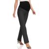 image:imageFoucome Womens Maternity Pants Comfy Stretch Dress Work Pants Straight Leg Pregnancy Slacks with PocketsDark Grey