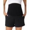 image:imageFoucome Womens Maternity Shorts Comfy Cotton French Terry Pregnancy Sweat Workout Casual Lounge Shorts with PocketsBlack