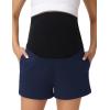 image:imageFoucome Womens Maternity Shorts Comfy Cotton French Terry Pregnancy Sweat Workout Casual Lounge Shorts with PocketsNavy