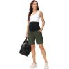 image:imageFoucome Womens Maternity Shorts Quick Dry Lightweight Pregnancy Athletic Workout Hiking Cargo Shorts with Zipper PocketsGreen