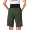 image:imageFoucome Womens Maternity Shorts Quick Dry Lightweight Pregnancy Athletic Workout Hiking Cargo Shorts with Zipper PocketsGreen