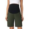 image:imageFoucome Womens Maternity Shorts Quick Dry Lightweight Pregnancy Athletic Workout Hiking Cargo Shorts with Zipper PocketsGreen