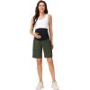 image:imageFoucome Womens Maternity Shorts Quick Dry Lightweight Pregnancy Athletic Workout Hiking Cargo Shorts with Zipper PocketsGreen