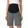 image:imageFoucome Womens Maternity Shorts Quick Dry Lightweight Pregnancy Athletic Workout Hiking Cargo Shorts with Zipper PocketsGrey