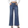 image:imageFoucome Womens Flare Jeans High Waisted Bell Bottom Jeans for Women Stretch Baggy Wide Leg Denim PantsDark Blue
