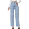 image:imageFoucome Womens Jeans High Waisted Straight Leg Jeans for Women Stretchy Frayed Raw Hem Baggy Denim PantsLight Blue
