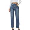 image:imageFoucome Womens Jeans High Waisted Straight Leg Jeans for Women Stretchy Frayed Raw Hem Baggy Denim PantsVintage Blue