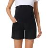 image:imageFoucome Womens Maternity Jean Shorts Over Belly Trendy Stretchy Denim Shorts Summer Pregnancy ShortsWash Black