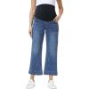 image:imageFoucome Womens Maternity Jeans Wide Leg Trendy Cropped Denim Pants Stretchy Baggy Pregnancy Capris JeansDark Blue