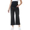 image:imageFoucome Womens Maternity Jeans Wide Leg Trendy Cropped Denim Pants Stretchy Baggy Pregnancy Capris JeansWash Black