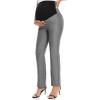 image:imageFoucome Womens Maternity Pants Comfy Stretch Dress Work Pants Straight Leg Pregnancy Slacks with PocketsHeather Grey