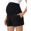 image:imageFoucome Womens Maternity Shorts Comfy Cotton French Terry Pregnancy Sweat Workout Casual Lounge Shorts with PocketsBlack