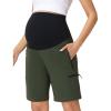 image:imageFoucome Womens Maternity Shorts Quick Dry Lightweight Pregnancy Athletic Workout Hiking Cargo Shorts with Zipper PocketsGreen