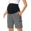 image:imageFoucome Womens Maternity Shorts Quick Dry Lightweight Pregnancy Athletic Workout Hiking Cargo Shorts with Zipper PocketsGrey