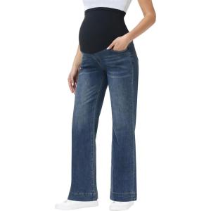 image:imageFoucome Maternity Jeans Over The Belly Wide Leg Jeans Stretch Baggy Pregnancy Denim PantsVintage Blue