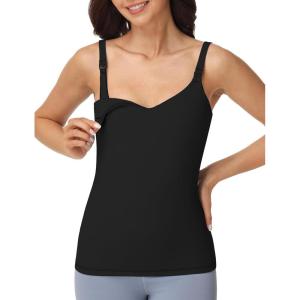 image:imageFoucome Nursing Tank Tops for Breastfeeding Comfort Stretch Nursing Cami Shirts with Built in BraBlack