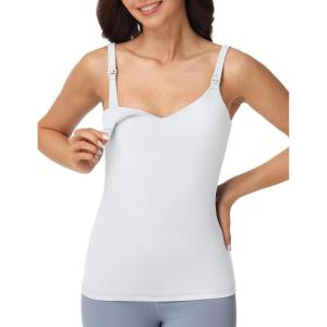 image:imageFoucome Nursing Tank Tops for Breastfeeding Comfort Stretch Nursing Cami Shirts with Built in BraWhite