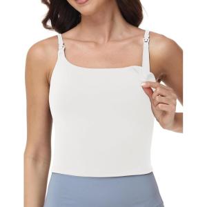 image:imageFoucome Nursing Tank Tops for Breastfeeding Scoop Neck U Back Adjustable Straps Nursing Camisoles Yoga Workout ShirtsWhite