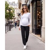 image:imageFoucome Maternity Joggers Fleece Lined Cotton SweatpantsBlack