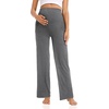 image:imageFoucome Womens Maternity Pants Wide Leg Pregnancy Work Pants2 Pack Blackmelange Grey