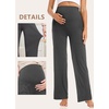 image:imageFoucome Womens Maternity Pants Wide Leg Pregnancy Work PantsBlackGreyMelange Grey