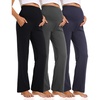 image:imageFoucome Womens Maternity Pants Wide Leg Pregnancy Work PantsBlackGreyNavy