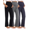 image:imageFoucome Womens Maternity Pants Wide Leg Pregnancy Work PantsBlackMelange GreyNavy
