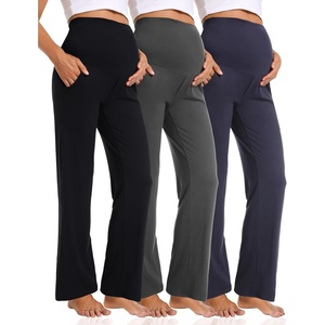 image:imageFoucome Womens Maternity Pants Wide Leg Pregnancy Work PantsBlackGreyNavy