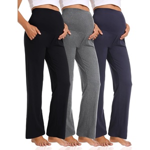 image:imageFoucome Womens Maternity Pants Wide Leg Pregnancy Work PantsBlackMelange GreyNavy