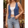 image:imageFoucome Jean Vest Top for Women V Neck Cropped Denim VestDark Blue