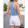 image:imageFoucome Jean Vest Top for Women V Neck Cropped Denim VestLight Blue