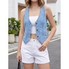 image:imageFoucome Jean Vest Top for Women V Neck Cropped Denim VestLight Blue