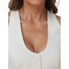 image:imageFoucome Vest Tops for Women Fitted Racerback Linen WaistcoatBeige